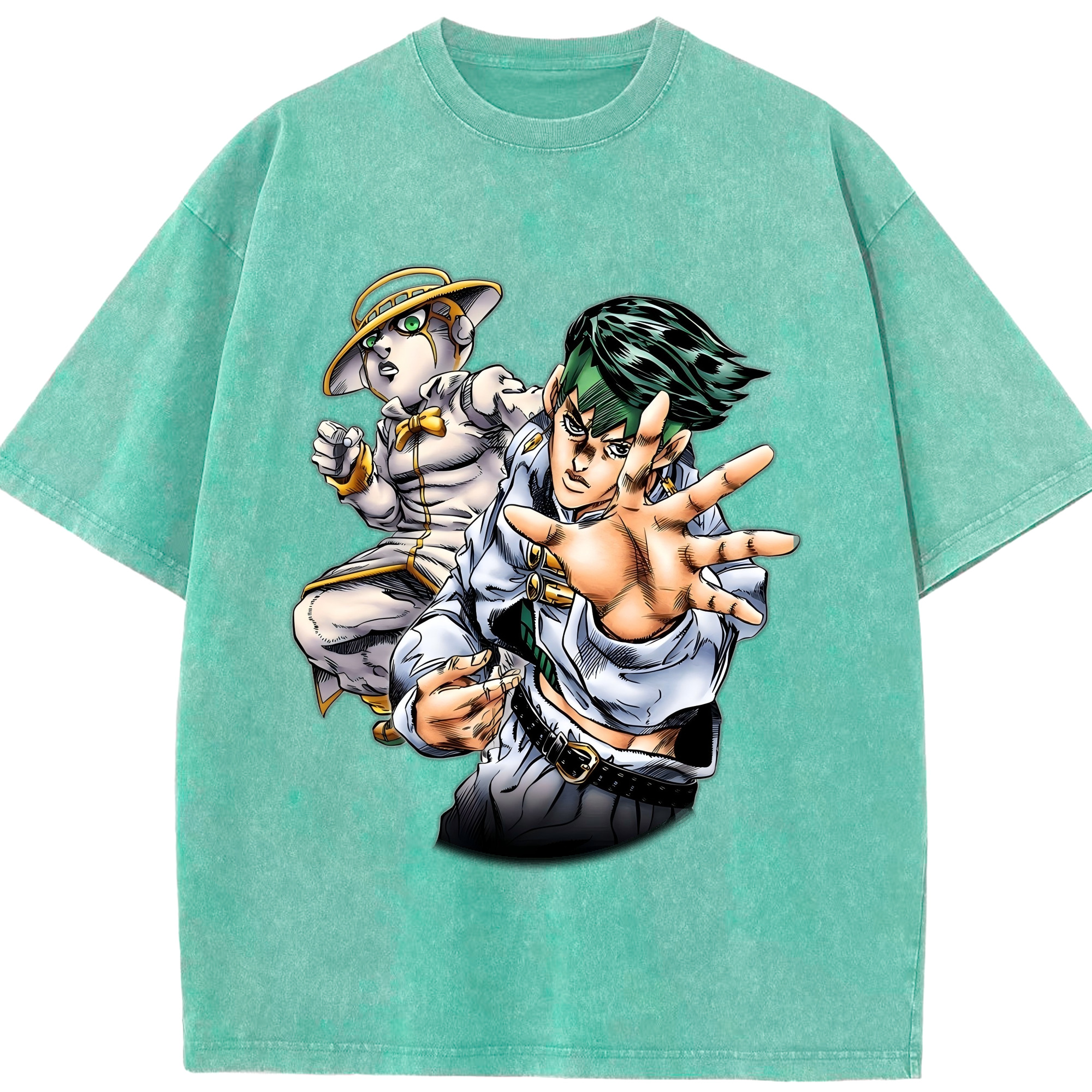（画像用） ジョジョの奇妙な冒険 岸辺 露伴（きしべ ろはん） JoJo's Bizarre Adventure Rohan Kishibe 綿100% ヴィンテージ風 半袖Tシャツ（フロントプリント）